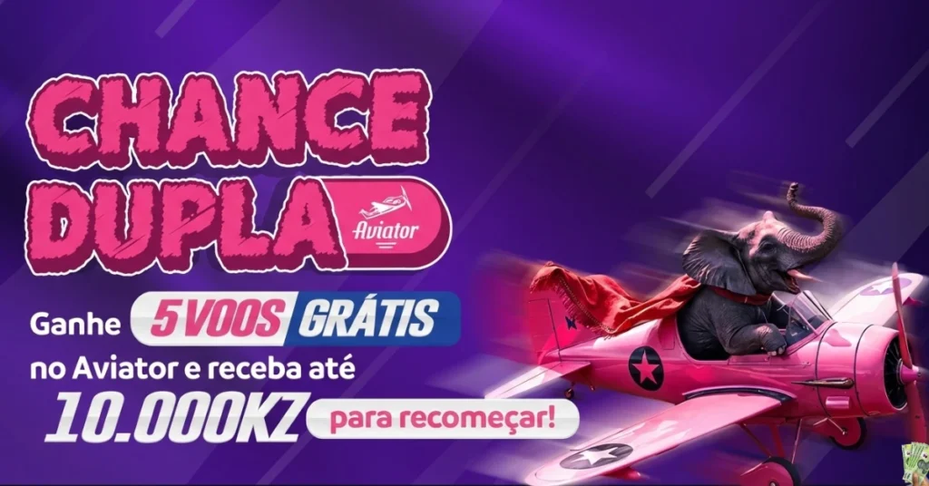 Chance Dupla no Aviator Elephantbet Angola com 5 voos grátis e cashback até 10.000 Kz
